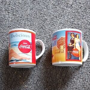 Coca-Cola Vintage Beach Scene Mugs